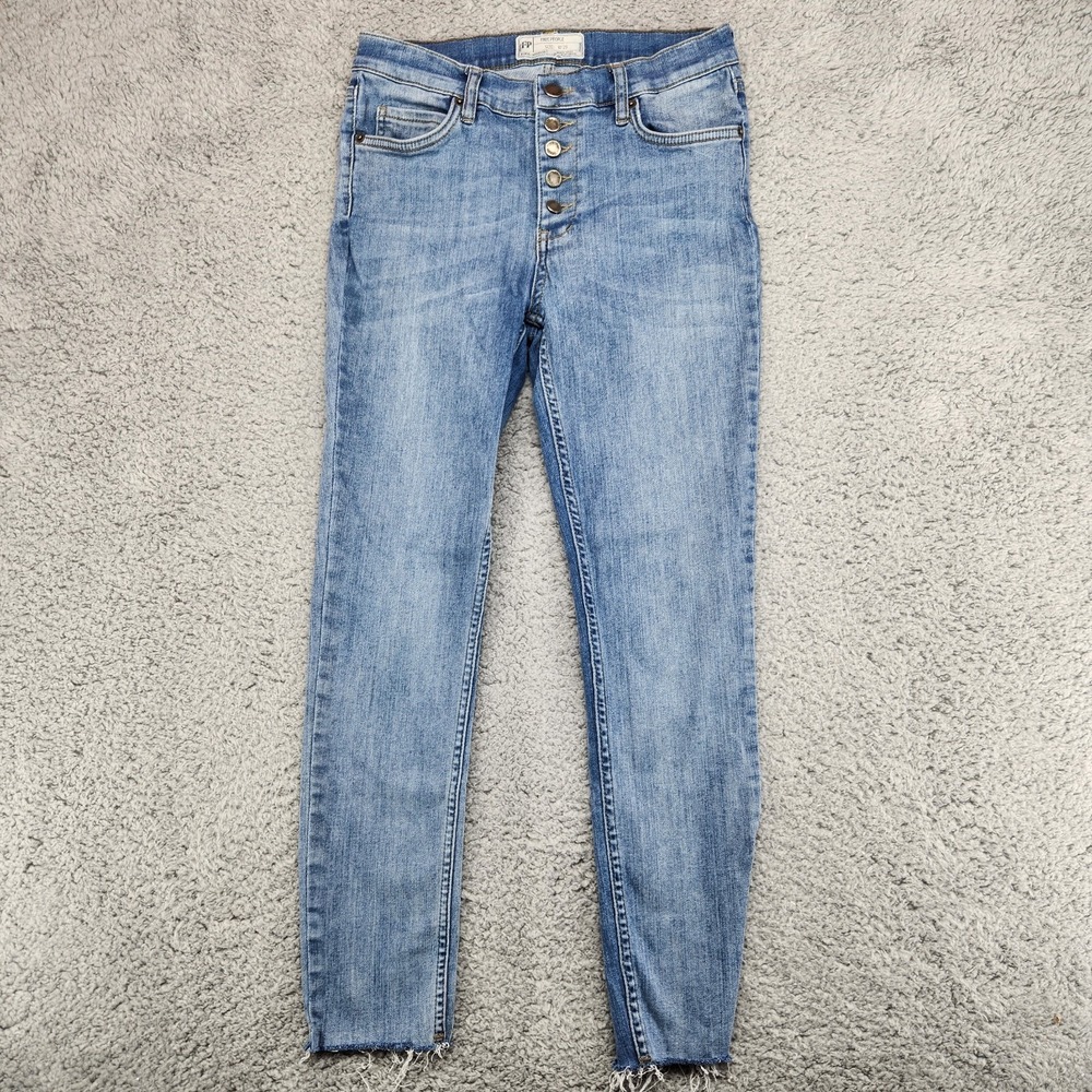 Free People Button Fly Straight Ankle Jeans Womens Size 29 Blue 61855-17515125
